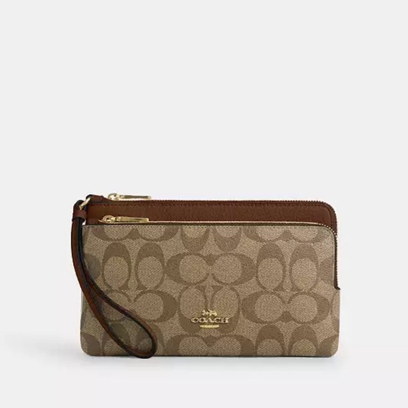 Coach NWT Women's Double Zip Wallet in Signature Canvas - Picture 9 of 10